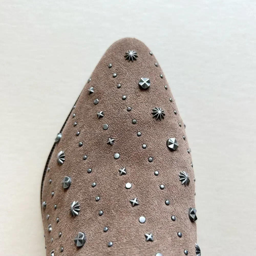 Sam Edelman Leather Suede Brown Studded Western Pointed Cowgirl Boots SIZE 7